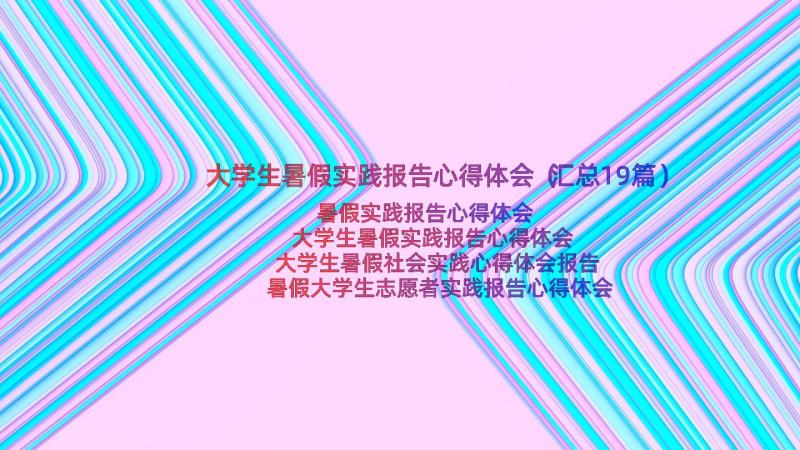 大学生暑假实践报告心得体会（汇总19篇）