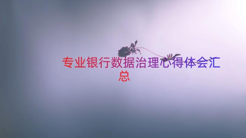 专业银行数据治理心得体会（汇总14篇）