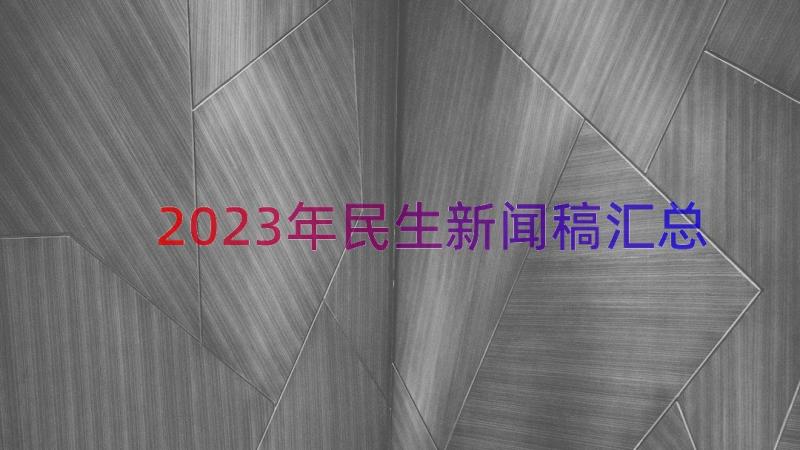 2023年民生新闻稿（汇总15篇）