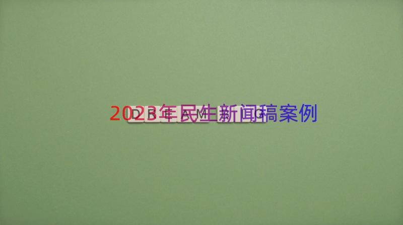 2023年民生新闻稿（案例17篇）