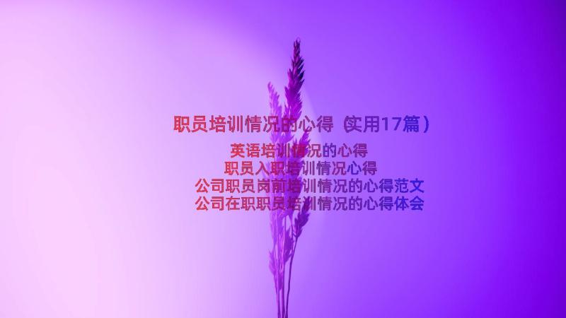 职员培训情况的心得（实用17篇）