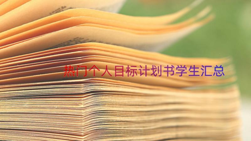 热门个人目标计划书学生（汇总16篇）