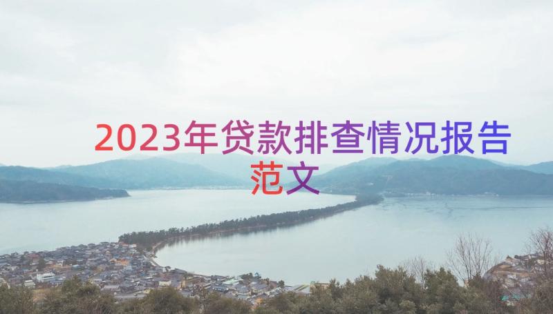 2023年贷款排查情况报告范文（15篇）