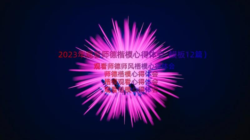 2023年观看师德楷模心得体会（模板12篇）