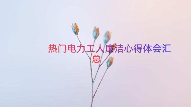 热门电力工人廉洁心得体会（汇总16篇）