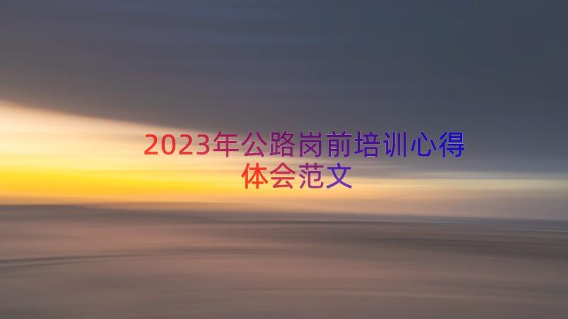 2023年公路岗前培训心得体会范文（16篇）