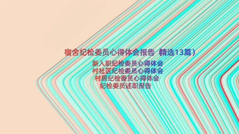 宿舍纪检委员心得体会报告（精选13篇）