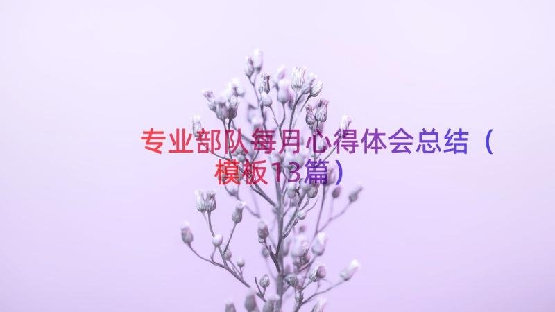 专业部队每月心得体会总结（模板13篇）