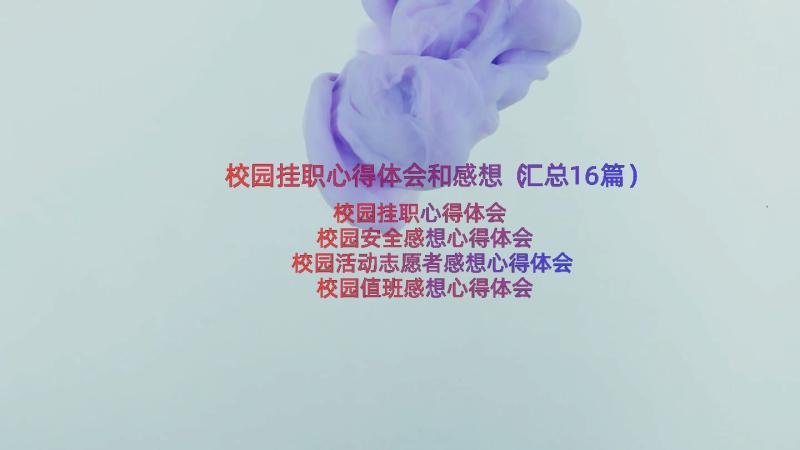 校园挂职心得体会和感想（汇总16篇）