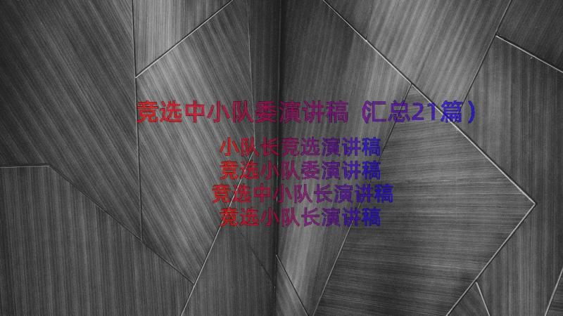 竞选中小队委演讲稿（汇总21篇）