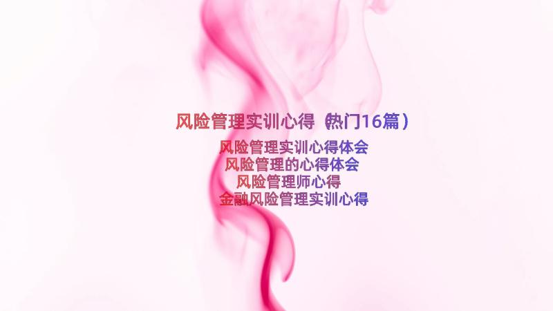 风险管理实训心得（热门16篇）