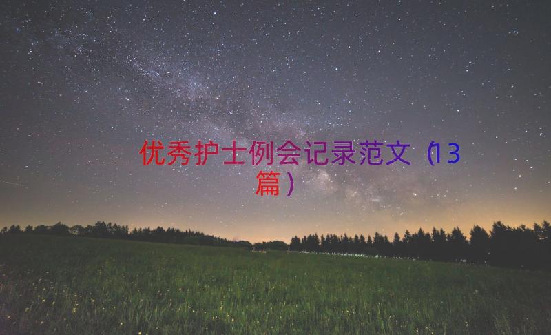 优秀护士例会记录范文（13篇）