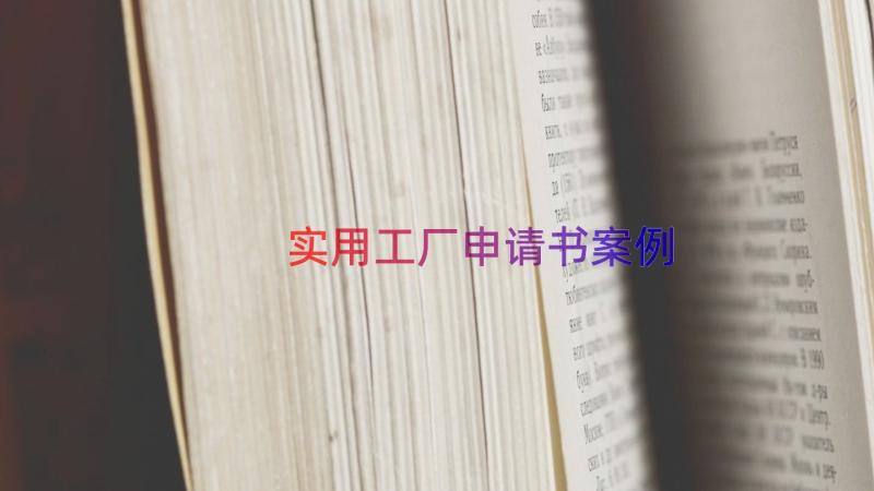 实用工厂申请书（案例19篇）