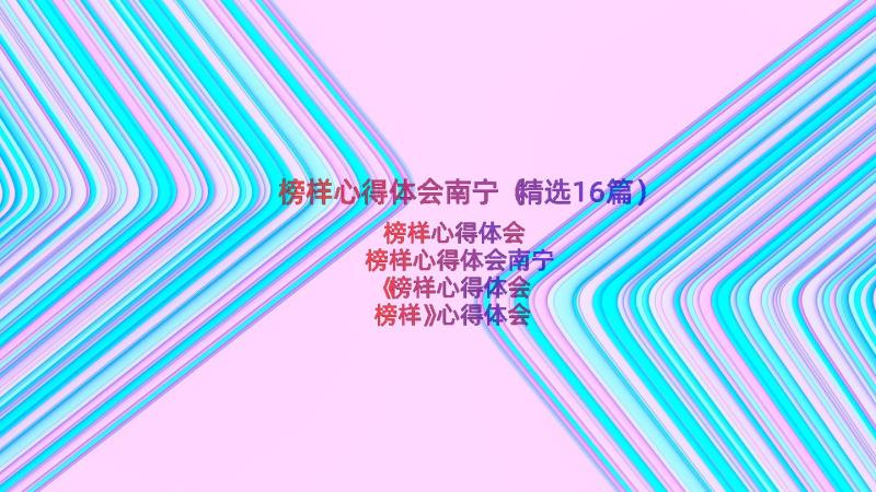 榜样心得体会南宁（精选16篇）