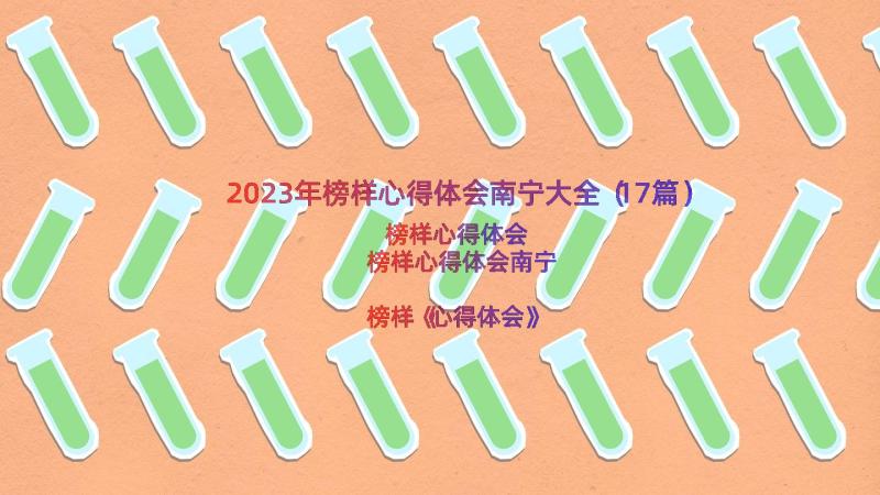 2023年榜样心得体会南宁大全（17篇）