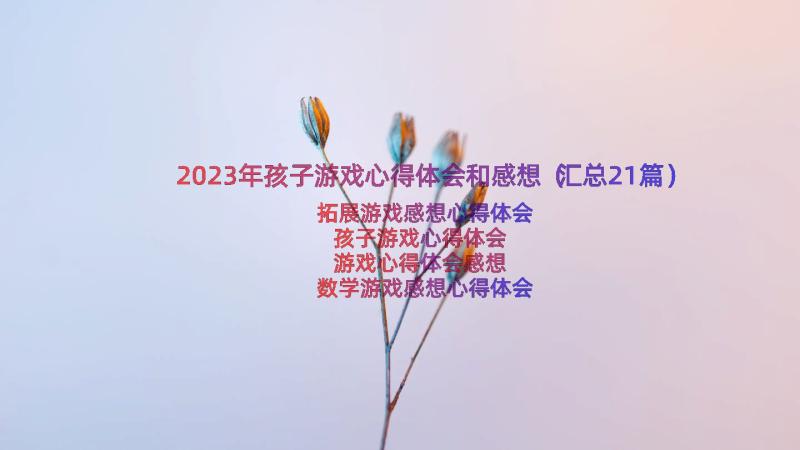 2023年孩子游戏心得体会和感想（汇总21篇）