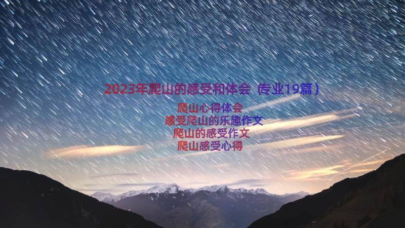 2023年爬山的感受和体会（专业19篇）