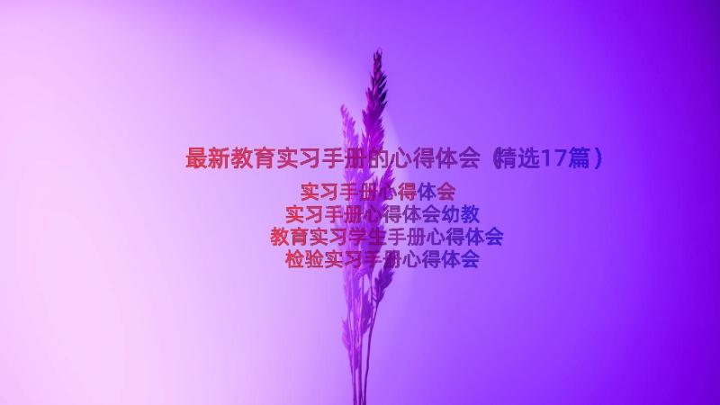 最新教育实习手册的心得体会（精选17篇）