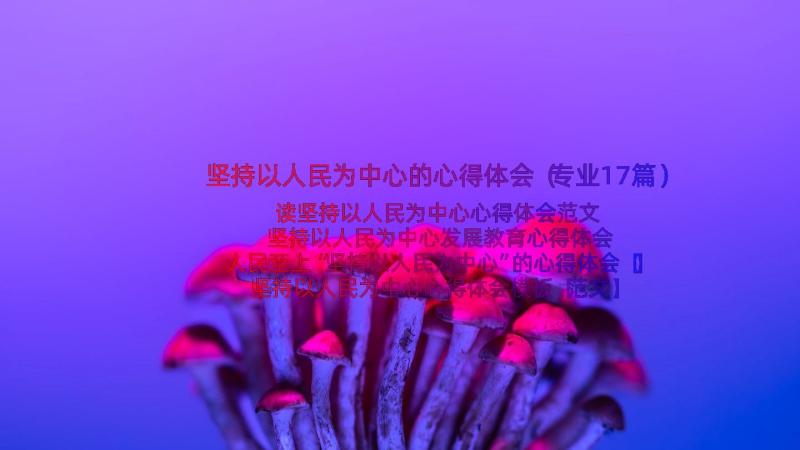 坚持以人民为中心的心得体会（专业17篇）