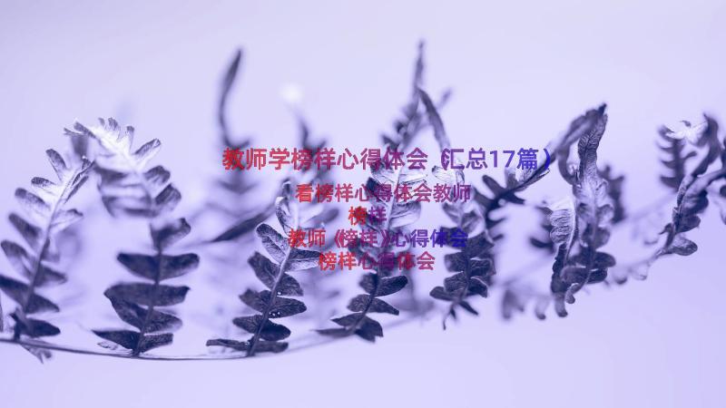 教师学榜样心得体会（汇总17篇）