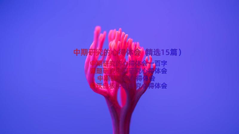 中期研究的心得体会（精选15篇）