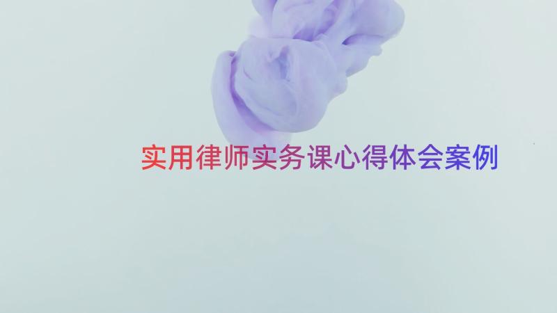 实用律师实务课心得体会（案例17篇）