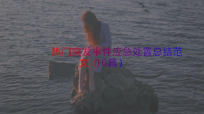 热门突发事件应急处置总结范文（16篇）