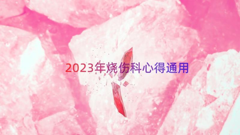 2023年烧伤科心得（通用18篇）