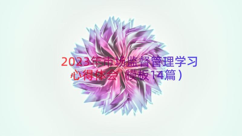 2023年市场监督管理学习心得体会（模板14篇）