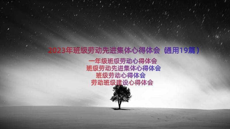 2023年班级劳动先进集体心得体会（通用19篇）