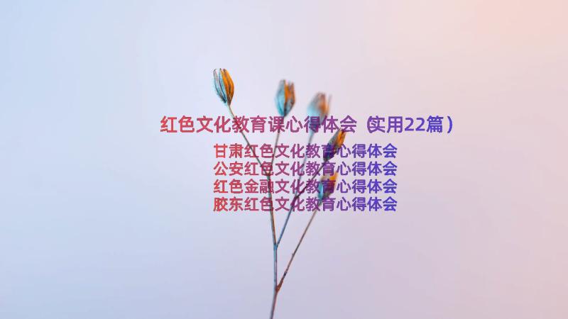 红色文化教育课心得体会（实用22篇）