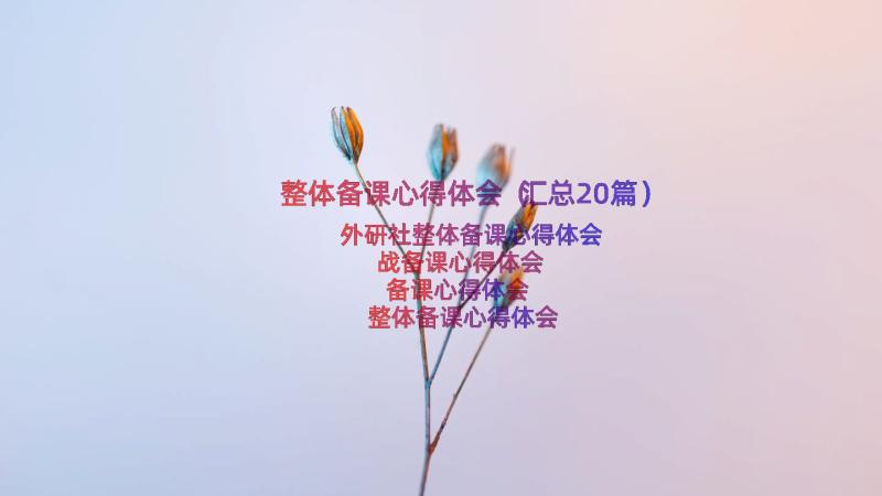 整体备课心得体会（汇总20篇）