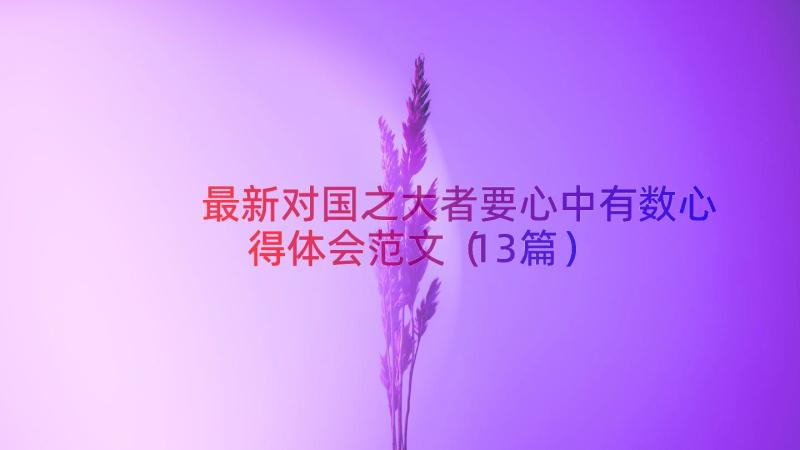 最新对国之大者要心中有数心得体会范文（13篇）