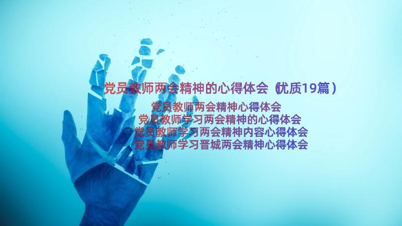 党员教师两会精神的心得体会（优质19篇）