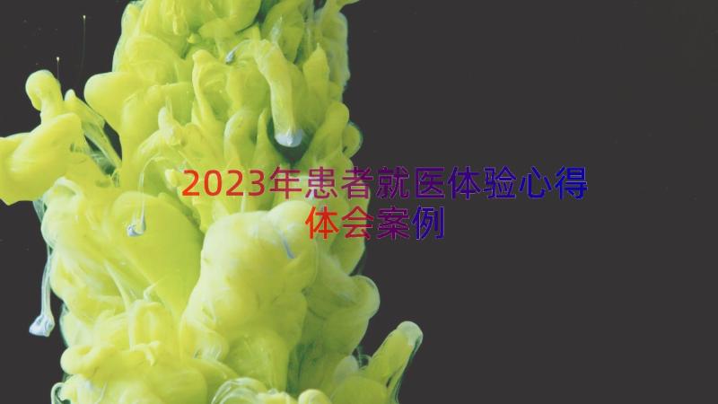 2023年患者就医体验心得体会（案例13篇）