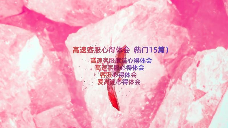 高速客服心得体会（热门15篇）