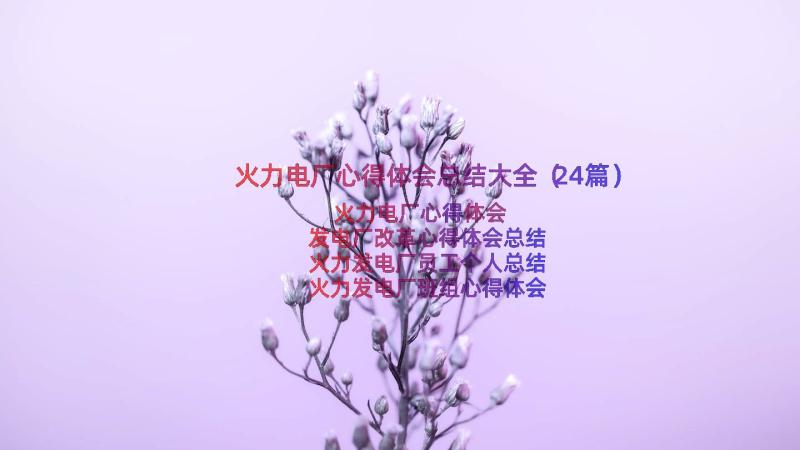 火力电厂心得体会总结大全（24篇）