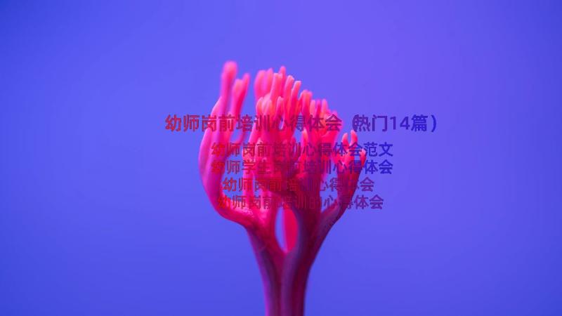 幼师岗前培训心得体会（热门14篇）