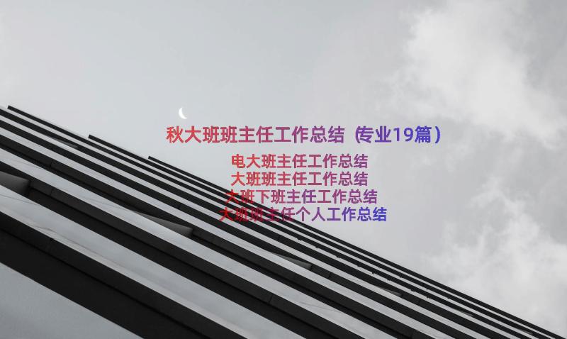 秋大班班主任工作总结（专业19篇）