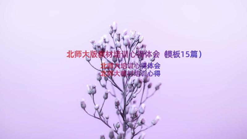 北师大版教材培训心得体会（模板15篇）