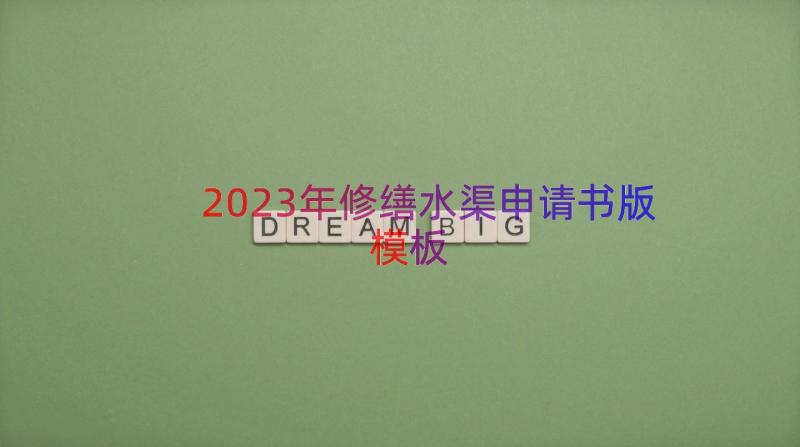 2023年修缮水渠申请书版（模板12篇）