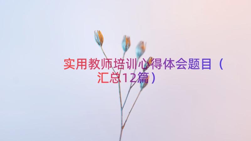 实用教师培训心得体会题目（汇总12篇）