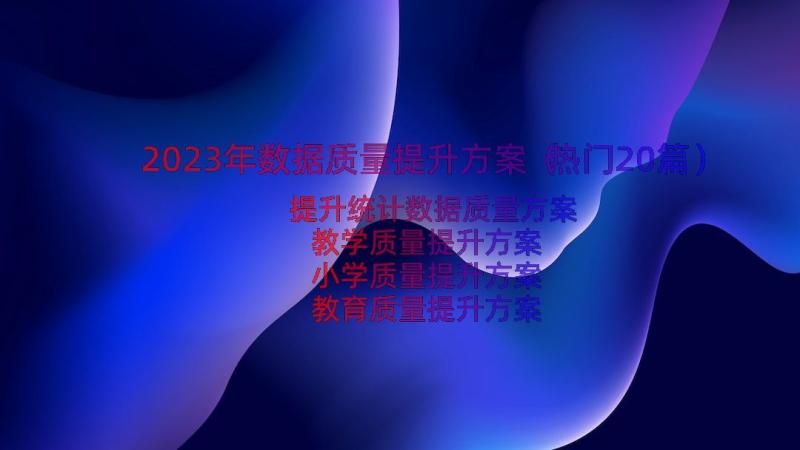 2023年数据质量提升方案（热门20篇）