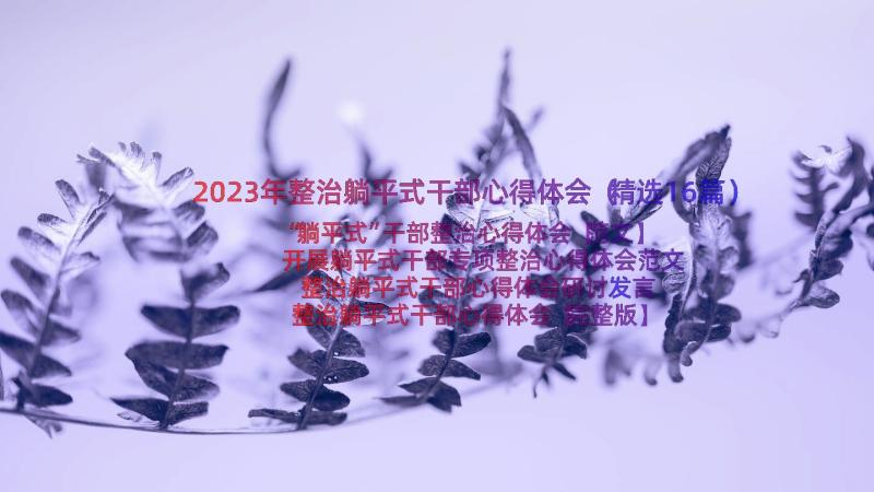 2023年整治躺平式干部心得体会（精选16篇）