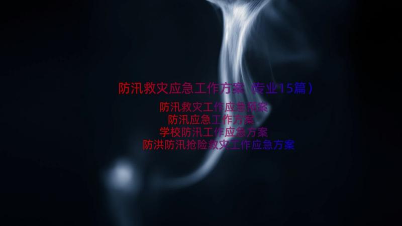 防汛救灾应急工作方案（专业15篇）