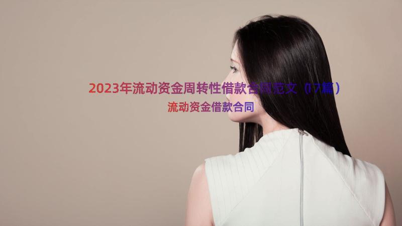 2023年流动资金周转性借款合同范文（17篇）