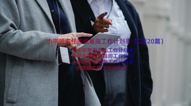 小学班主任班级每周工作计划表（实用20篇）