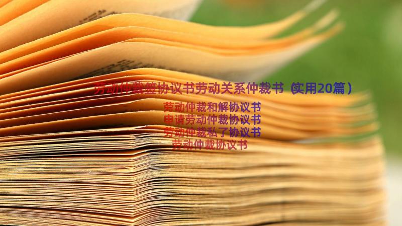 劳动仲裁签协议书劳动关系仲裁书（实用20篇）