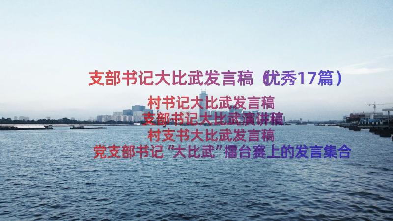 支部书记大比武发言稿（优秀17篇）