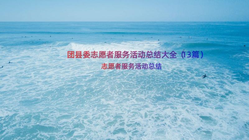 团县委志愿者服务活动总结大全（13篇）